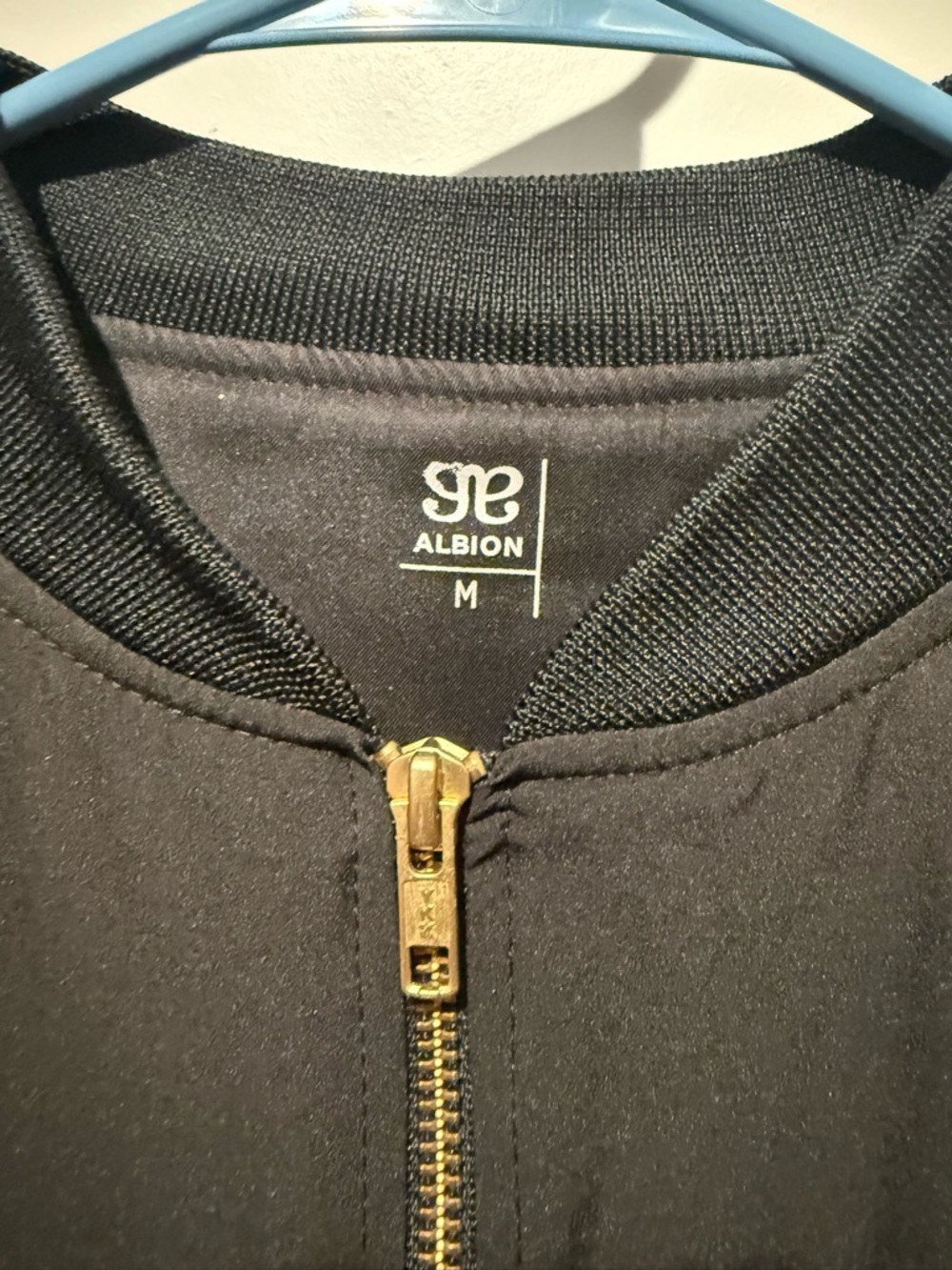 Black Bomber Jacket with Gold Zipper - Picture 3 of 9